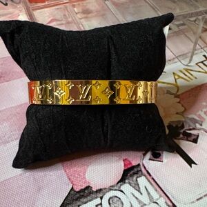 18k gold plated stainless steel waterproof Gold Monogram Cuff